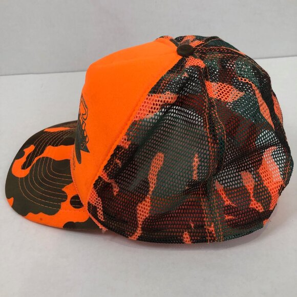 Vintage Cobra Brand Trucker Snapback Orange Camo Snapback Hat Cap - Picture 5 of 6